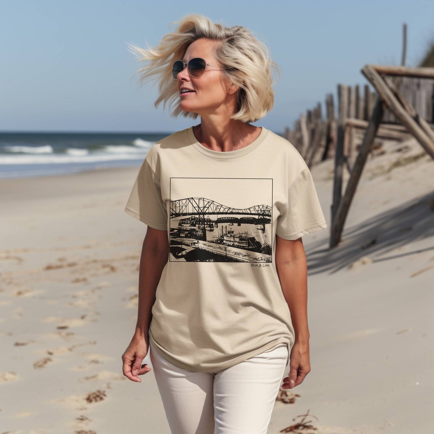 Mississippi River Bridge Cotton T-shirt